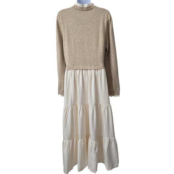 NEW Baltic Born Sophie Sweater Dress L Knit Flowy Lined Natural Ivory Boho Beach - Picture 3 of 11